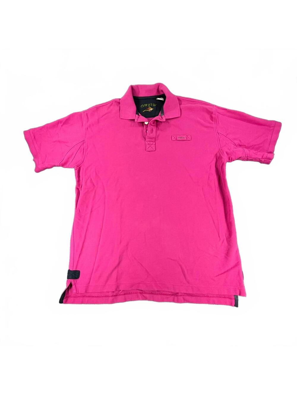 Orvis Men’s Polo Golf Fishing Shirt – Size L, Bright Pink 100% Cotton